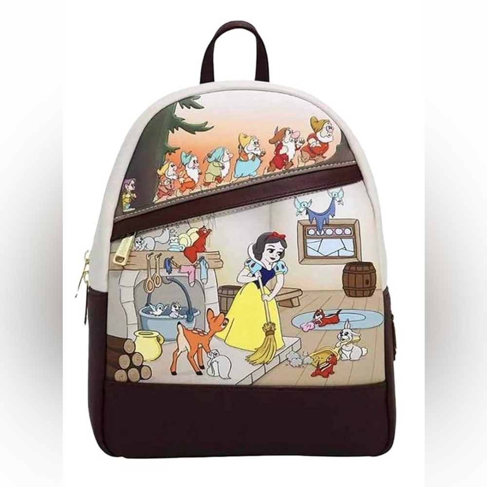Disney Loungefly Mini Backpack - Snow White And The Seven Dwarfs Multi Scene NWT - Picture 6 of 6